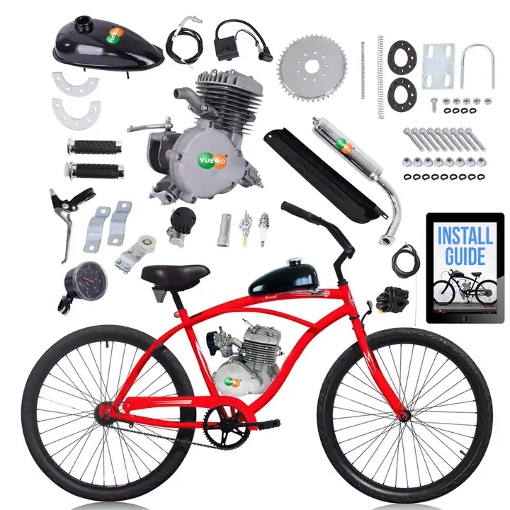 80cc fiets motor kit 2-takt fiets conversie kit zwarte zilveren