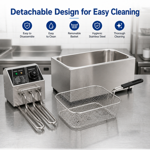 Professional Countertop Electric Fryer 2.5KW Single Tank Deep Fryer Stainless Steel Chicken Wings <b>Chip</b> Fryer for Fast Food Shop - Product Image 3