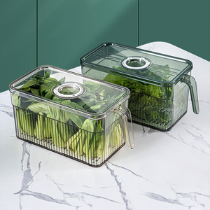 Caja de Almacenamiento de Alimentos de Plástico Rectangular Apilable de Alta Calidad al por Mayor, Contenedor Especial para Congelador con Asa para Verduras - Product Image 1