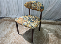 Chaise de salle à manger en tissu imprimé floral vintage, dossier ovale à pieds fins en bois massif, chaise d'appoint pour la maison et le restaurant