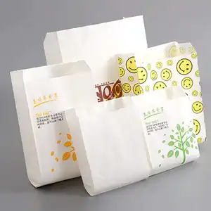 Bolsa de pan de papel con logotipo impreso personalizado, ecológica, a prueba de aceite, donut, baguette francés