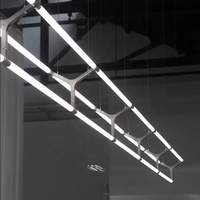 Lustre long en acier inoxydable de style Mazar, design minimaliste, pour hall d'entrée, café, bar, luminaire suspendu créatif à LED