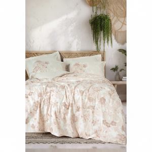 ชุดผ้าห่มคู่คอตตอนบ็อกซ์ รุ่นเวสติจสีเบจ ลายดอกไม้ สำหรับใช้ในบ้าน - Product Image 3