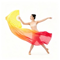 Éventails de danse du ventre en fausse soie les moins chers, pour main gauche et droite, en soie d'imitation et bambou, longs, pour costume de danse pour femmes