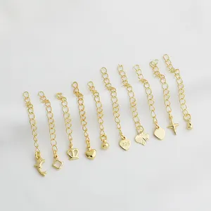 Heart Water Drop Shape Tail Chain Crown Four-leaf Clover Pendants With Color Keeping Chains For Diy Jewelry Making Accessories