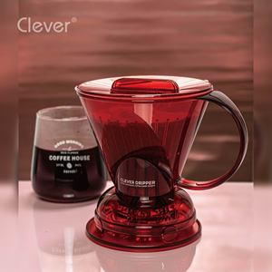 Cafetera de goteo con válvula inferior de plástico translúcido rojo trapezoidal de 500 ml para despensas corporativas, precio mayorista - Product Image 6