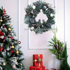 Factory Custom 40cm Green Prelit LED <b>Christmas</b> <b>Wreath</b> Eco-Friendly Decor <b>for</b> Front <b>Door</b> Window & Wall - Product Image 5