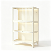 Vitrine en verre moderne, multifonctionnelle, design gain de place, 3 compartiments, meubles de salon