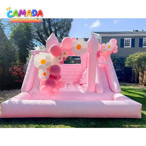 Château gonflable à double toboggan bleu pastel pour <span class=keywords><strong>location</strong></span> de fête, intérieur/extérieur, <span class=keywords><strong>pas</strong></span> <span class=keywords><strong>cher</strong></span>, avec souffleur d'air - Product Image 4