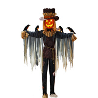 Décoration extérieure d'Halloween de grande envergure, transfrontalière, en plastique électrique, nouveau style, avec capteur de mouvement et son contrôlé par le chant, en forme d'épouvantail