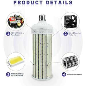 Éclairage LED en gros : Ampoule LED Corn Super Lumineuse 300W, 40 000LM, 6000K, 100V~277V, pour Grandes Zones Intérieures et Garages - Product Image 2