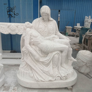 BLVE escultura de Pieta religiosa al aire libre tallada a mano estatua de mármol de tamaño real luto Cristo Jesús María decoración de Iglesia Natural - Product Image 3