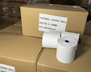 2024 kualitas tinggi 100% Virgin Wood Pulp 80x80 Thermal Printer kertas gulungan kertas termal untuk mesin pos