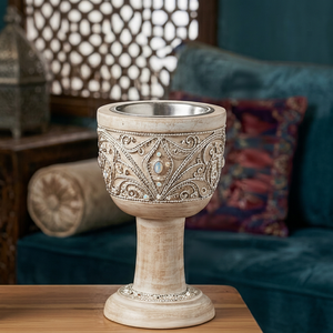 Support décoratif en bois sculpté pour encens et bougies, porte-bougie ornemental pour aromathérapie, décoration intérieure, Bakhoor fait main, personnalisable - Product Image 1