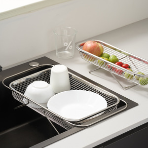 Panier d'évier extensible en acier inoxydable 304, support de rangement de cuisine multifonctionnel, passoire égouttoir - Product Image 3