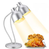 Lampe chauffante de buffet OULU argentée à tête simple ou double, mode éco, économie d'énergie, chauffage rapide, température sûre et durable