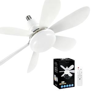 0728 3 Speed Retractable <b>Ceiling</b> Fan with <b>Light</b> E27 Screw Base <b>Dimmable</b> Flower Shaped Professional for Bedroom - Product Image 2