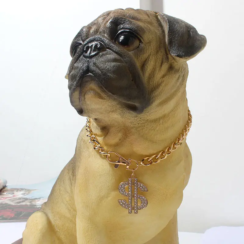 สร้อยคอสุนัขสีทองสีเงินสำหรับอุปกรณ์เสริมสำหรับสัตว์เลี้ยงสุนัขขนาดเล็กโซ่เท็ดดี้ฝรั่งเศสบูลด็อก
