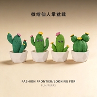 Mini-paysage en résine, cactus en pot, ornements décoratifs DIY pour la maison, accessoires décoratifs pour bureau et voiture, petit format