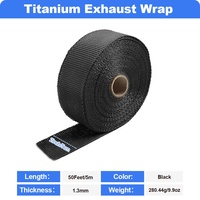 Ruban chauffant d'échappement noir 2in x 16.4ft ruban de protection thermique en fibre de verre pour moto avec attaches en acier inoxydable