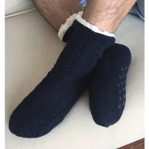 188g Männer Cosy Warm Fleece gefüttert Strick rutsch feste Slipper Socken Casual House Home Boden Socken mit Greifern