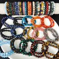 Cristal de Guérison Spirituelle Yooperlite Lapis Lazuli Quartz Obsidienne Quartz Tourmaline 8MM Bracelet Pour Cadeau