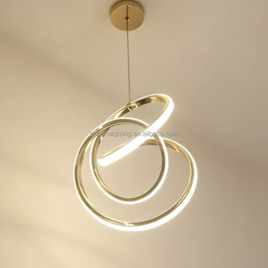 <span class=keywords><strong>Lampe</strong></span> suspendue LED dorée électroplaquée de luxe nordique à hauteur réglable 30W, luminaire de plafond à haute luminosité et protection oculaire - Product Image 5