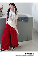 Ensemble T-shirt et salopette décontracté pour filles, avec imprimé épaule tendance, Nouvelle collection Printemps Automne, Coupe ample, Respirant, Style mode enfant et danse urbaine, Deux pièces