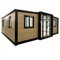 Villa préfabriquée extensible à montage facile avec une bonne isolation thermique, maison modulaire de luxe en bois grainé
