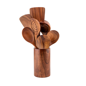 Belles cuillères <span class=keywords><strong>en</strong></span> bois cuisine <span class=keywords><strong>ustensiles</strong></span> de cuisine antiadhésifs ensemble de spatule <span class=keywords><strong>en</strong></span> <span class=keywords><strong>bambou</strong></span> long naturel - Product Image 5