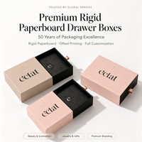 Boîte de rangement de luxe avec ruban de tirage, étui mat imprimé, plateau coulissant, boîte personnalisée avec logo, emballage cadeau pour bijoux