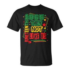 Camiseta Juneteenth 1865 They Not Like Us, camiseta promocional negra con cuello redondo - Product Image 1