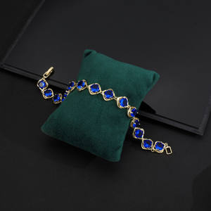 Pulsera de tenis con gemas ovaladas de colores para mujer – Pulsera de eslabones de cristal chapada en oro, joyería de moda, regalo, pulsera para fiesta - Product Image 2