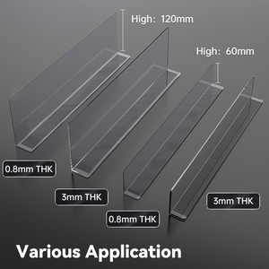 Séparateurs d'<span class=keywords><strong>étagère</strong></span>s en plastique transparents et durables en forme de L, pour l'organisation des rayonnages de supermarché en métal - Product Image 5