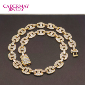 Cadermay Gold Cuban Chain Bracelet 15mm Micro Paved Moissanite Hip Hop Jewelry Gift - Product Image 2