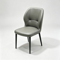Chaise de salle à manger moderne en cuir à motif griffe de chat, chaise d'appoint avec design de coutures et pieds en métal noir pour la maison, la cuisine, l'hôtel