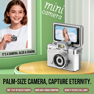 Caméra miniature à porter autour du cou avec mode selfie, enregistrement vidéo 1080P HD, filtres intégrés, objectif rotatif - Product Image 4