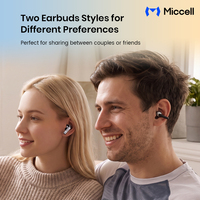 Écouteurs sans fil TWS Miccell, stéréo HiFi sans perte 13 mm, écouteurs à clipser ouverts, semi intra-auriculaires pour le sport