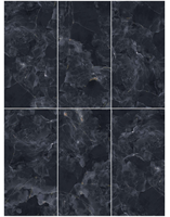 Mármol Negro con Vetas Blancas, Loseta de Porcelana Pulida y Esmaltada de 60x120 mm, Revestimiento de Piedra, Acento Dorado de Lujo para Interiores