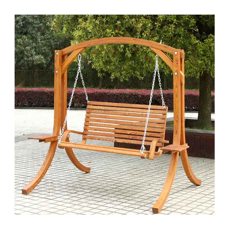 New Hot Sale outdoor waterproof Wooden shelf for garden decoration 3 seat swing hanging patio chair