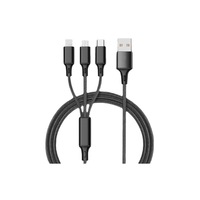 Kabel USB 3-in-1 Berbahan Nilon Kepang untuk IOS & Ponsel dengan Konektor USB 2.0 (Micro) Tipe-C