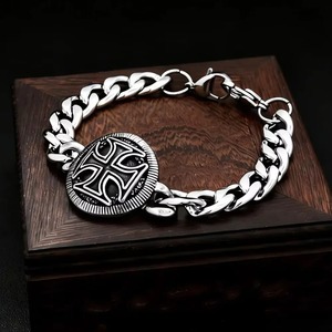 Pulsera cruzada de acero inoxidable yunnique, cadena de plata tibetana, joyería para hombre, estilo Hip Hop Punk, regalo, accesorio de moda - Product Image 4