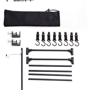 Support de rangement pliable en alliage d'aluminium pour l'extérieur, avec crochets, pour le camping, les pique-niques et les ustensiles de table - Product Image 2
