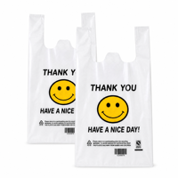 Sacs de transport en plastique HDPE réutilisables blancs imprimés offset avec message de remerciement pour les sacs de courses à la caisse (POS)