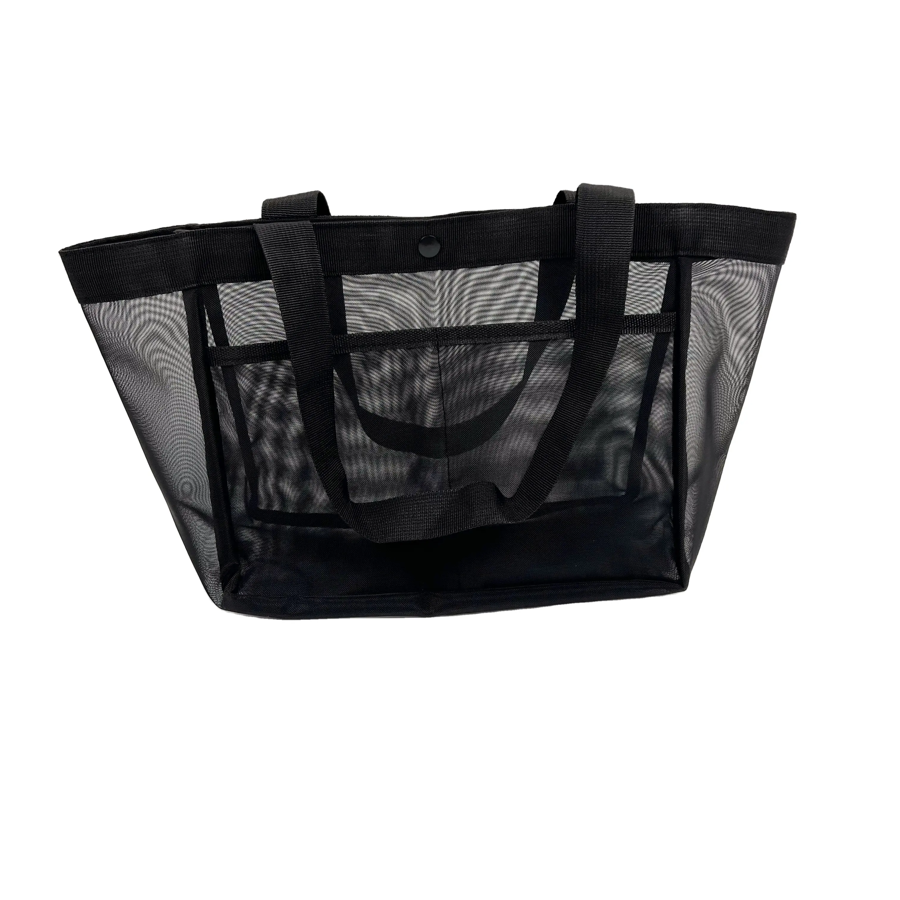 परिवार की महिलाओं के लिए अच्छी बिक्री वाला मेश टोट बैग, पुन: प्रयोज्य नायलॉन बीच शॉपिंग टोट बैग को संभालता है