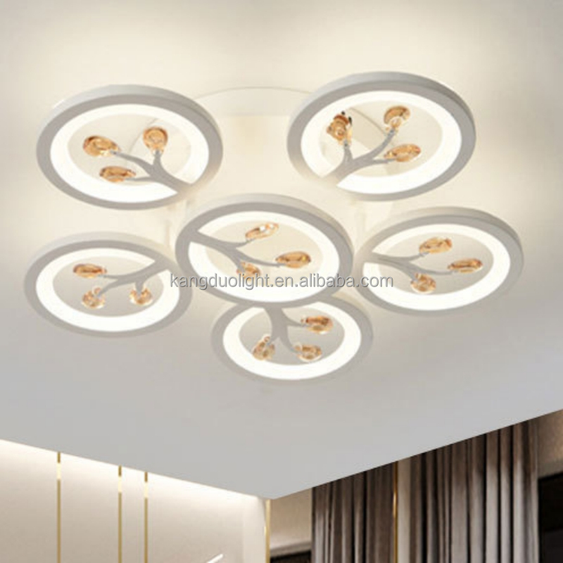 Simple and Modern LED Iron & Acrylic Tree-shaped Ceiling Lamp for Bedroom and Living Room
