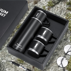 Hot Sale Portable Business Cup 500ml <b>Gift</b> <b>Box</b> Set Stainless Steel Thermos Cup with 3 Lids One-Cup Flasks Vacuum Water Bottle - Product Image 2