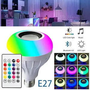 E27 LED effet d'éclairage de scène DJ Disco lumière RGBW ampoule lecteur de musique lampe à intensité variable Bluetooth haut-parleur boîte de son lumières de fête