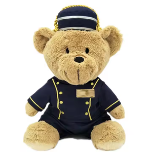 Custom <span class=keywords><strong>Plush</strong></span> <span class=keywords><strong>Teddy</strong></span> <span class=keywords><strong>Bear</strong></span> Fabricante Stuffed Animal Toy com Uniforme Hotel Presente personalizado boneca de pelúcia para promoção Mascote - Product Image 1