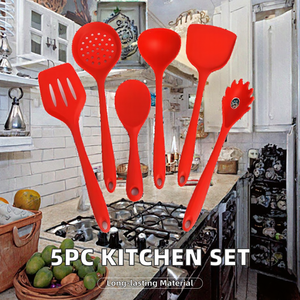 5-Piece Eco-Friendly Silicone <b>Baking</b> <b>Set</b>, Spatula, Scraper, Oil Brush, Eggbeater, and Spoon in Color <b>Gift</b> Box - Product Image 2